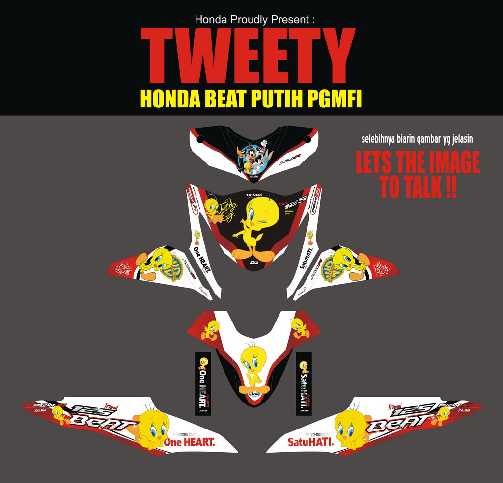 SMB21 HONDA BEAT PGMFI-PUTIH-TWEETY SolusiPrint